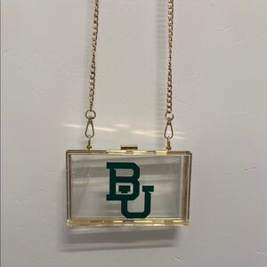 Clear Acrylic Baylor University Clutch with Gold Chain Crossbody Bag